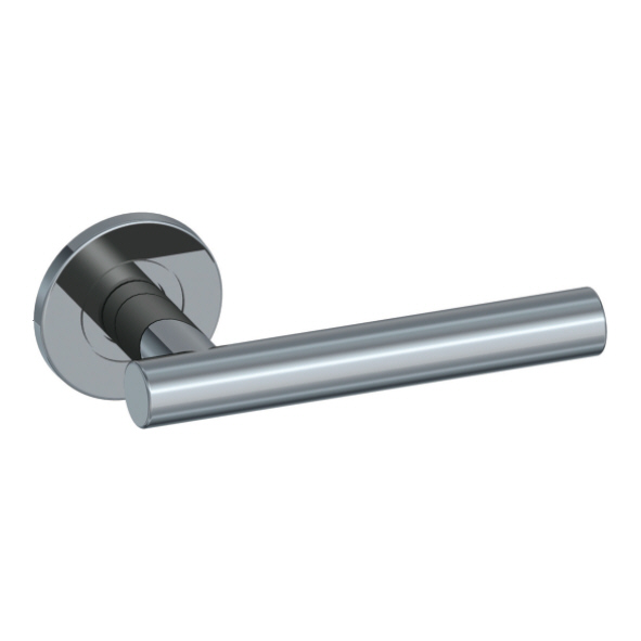 106/S-04  Satin Stainless  Format Straight Tee Levers On Round Roses