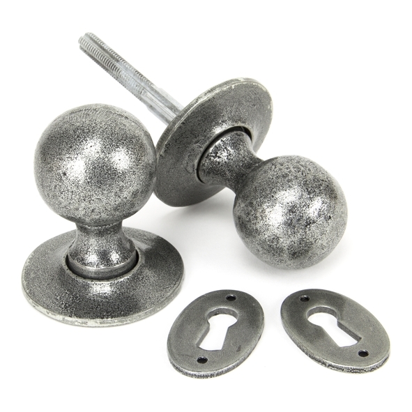 33778  41mm  Pewter Patina  From The Anvil Round Mortice/Rim Knob Set