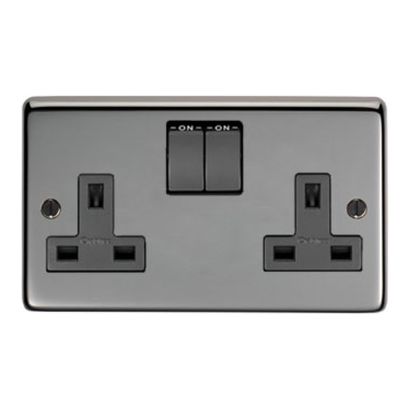 34224  146 x 86 x 7mm  Black Nickel  From The Anvil Double 13 Amp Switched Socket