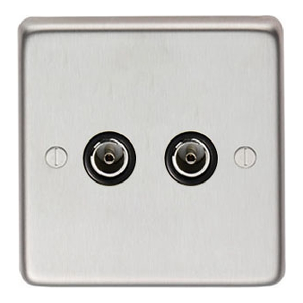 34230/1  86 x 86 x 7mm  Satin Stainless  From The Anvil Double TV Socket