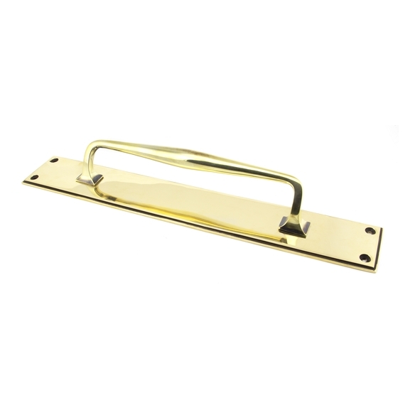 45374  425 x 65mm  Aged Brass  From The Anvil 425mm Art Deco Pull Handle on Backplate