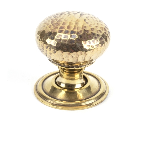46021  32mm  Aged Brass  From The Anvil Hammered Mushroom Cabinet Knob