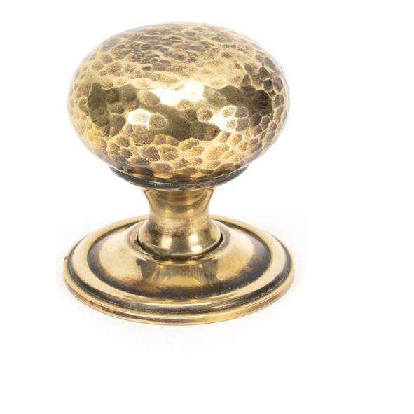 46026  38mm  Aged Brass  From The Anvil Hammered Mushroom Cabinet Knob