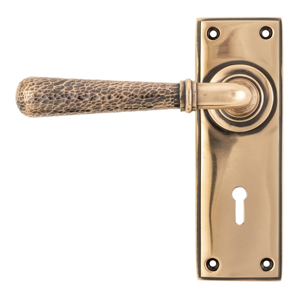 46225 • 152 x 50 x 8mm • Polished Bronze • From The Anvil Hammered Newbury Lever Lock Set