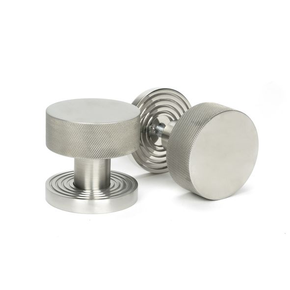 46812  63mm  Satin Marine SS [316]  From The Anvil Brompton Mortice Knob On Beehive Roses