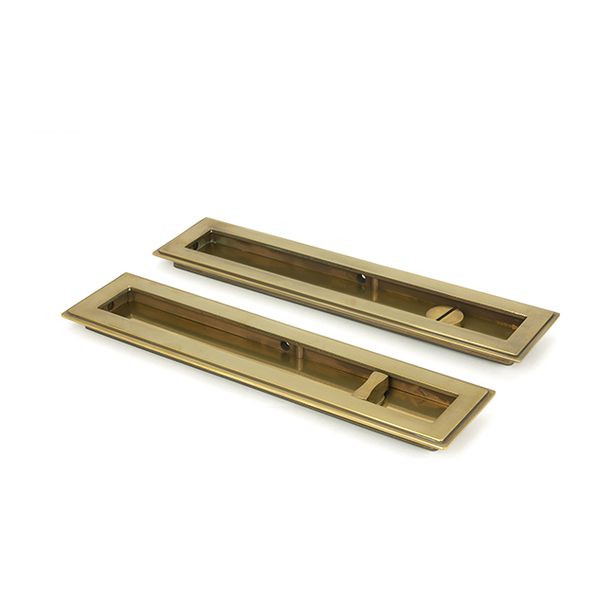 48309  250mm  Aged Brass  From The Anvil Art Deco Rectangular Pull - Privacy Set