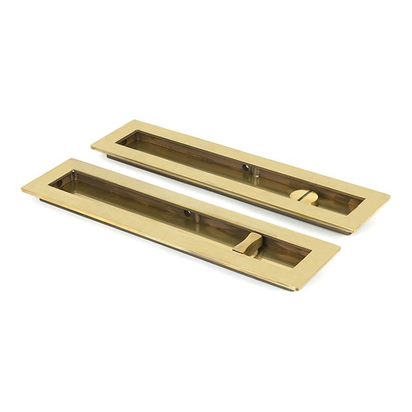 48315  250mm  Aged Brass  From The Anvil Plain Rectangular Pull - Privacy Set