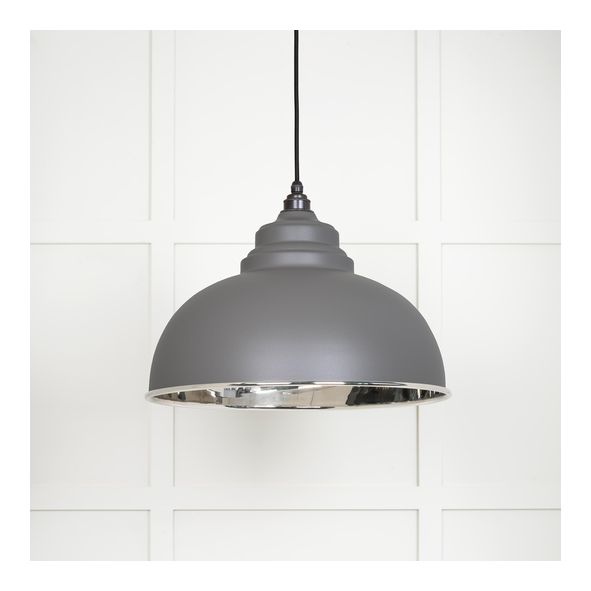 49505BL  400mm  Smooth Nickel & Bluff  From The Anvil Harborne Pendant