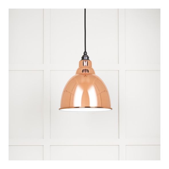 49507  260mm  White Gloss & Copper  From The Anvil Brindley Pendant