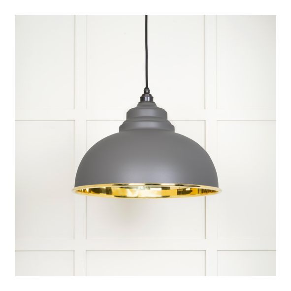 49522BL  400mm  Smooth Brass & Bluff  From The Anvil Harborne Pendant