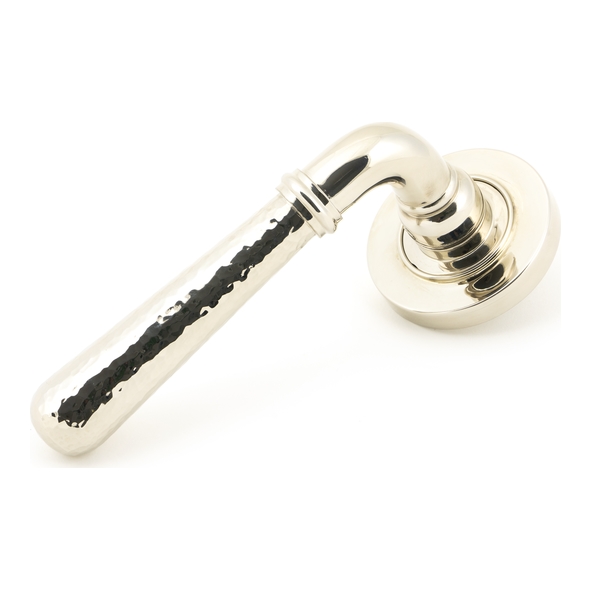 50045 • 53 x 8mm • Polished Nickel • From The Anvil Hammered Newbury Lever on Rose [Plain] - Unsprung