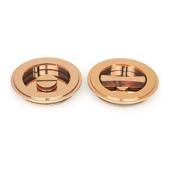 50147  75 mm  Polished Bronze  From The Anvil Art Deco Round Pull - Privacy Set