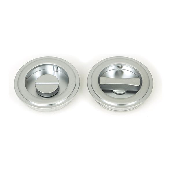 50648  60mm  Satin Chrome  From The Anvil Art Deco Round Pull - Privacy Set