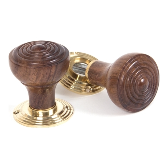 83562 • 54mm • Rosewood & Polished Brass • From The Anvil Ringed Mortice/Rim Knob Set