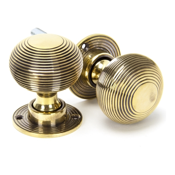 83633  50mm  Aged Brass  From The Anvil Beehive Mortice/Rim Knob Set