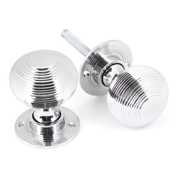 90273 • 50mm • Polished Chrome • From The Anvil Heavy Beehive Mortice/Rim Knob Set