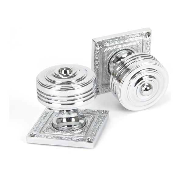 90292  54mm  Polished Chrome  From The Anvil Tewkesbury Square Mortice Knob Set