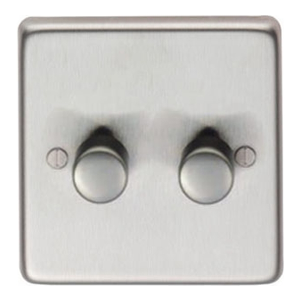 91811  86 x 86 x 7mm  Satin Stainless  From The Anvil Double LED Dimmer Switch