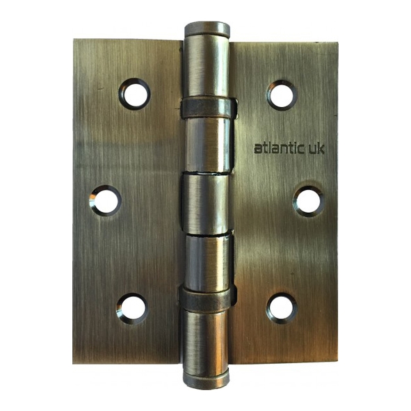 A2HB32525AB  076 x 065 x 2.5mm  Antique Brass [50kg]  Strong Ball Bearing Square Corner Steel Butt Hinges