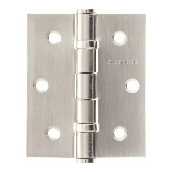 A2HB32525SN  076 x 065 x 2.5mm  Satin Nickel [50kg]  Strong Ball Bearing Square Corner Steel Butt Hinges