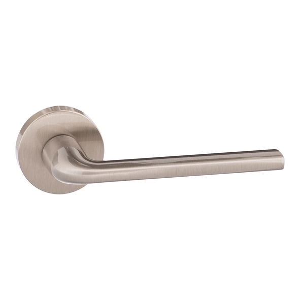 FMR133SN  Satin Nickel  Forme Milly Levers On Minimal Round Roses