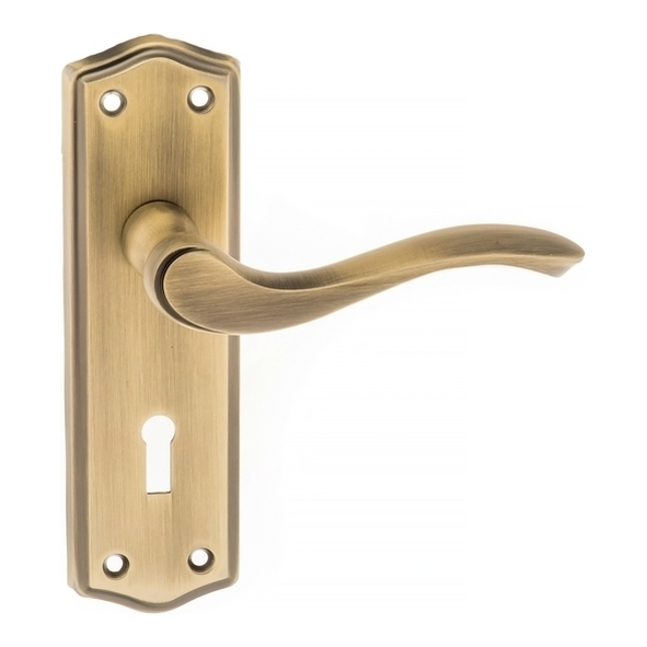 OE178KMAB • Matt Antique Brass • Standard Lock [57mm] • Old English Warwick Levers On Backplates