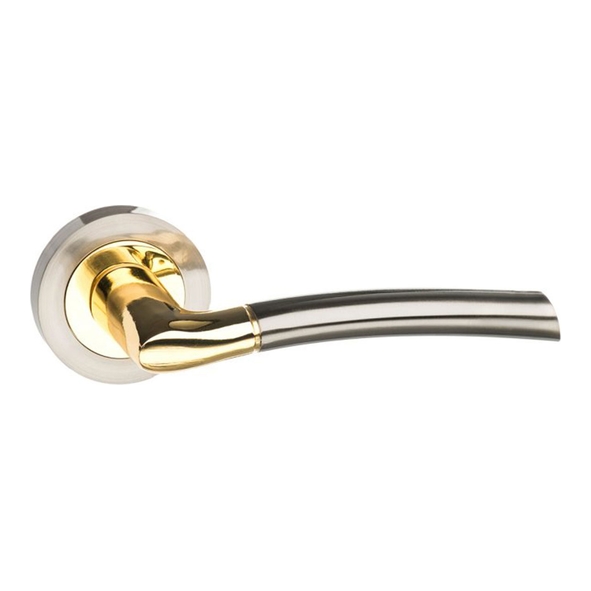S33RSNBP  Satin Nickel / Polished Brass  Status Indiana Levers On Round Roses