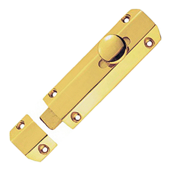 AQ81  102 x 36mm  Polished Brass  Carlisle Brass Universal Slide Action Surface Bolt