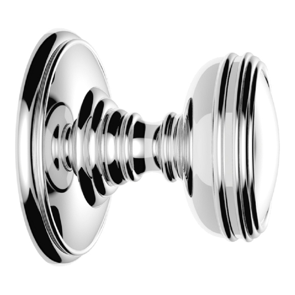 DK35CCP  Polished Chrome  Delamain Edged Mortice Knobs On Concealed Fix Round Roses