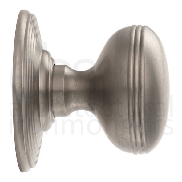 DK39CSN  Satin Nickel  Delamain Ringed Mortice Knobs On Concealed Fix Round Roses