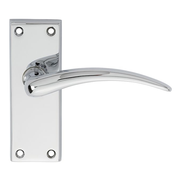 DL65CP • Short Plate Latch • Polished Chrome • Carlisle Brass Wing Levers On Backplates