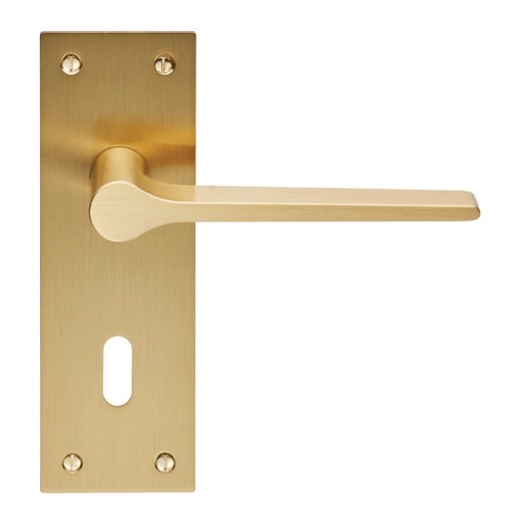 EUL021SB  Standard Lock [57mm]  Satin Brass  Carlisle Brass Finishes Velino Levers On Backplates