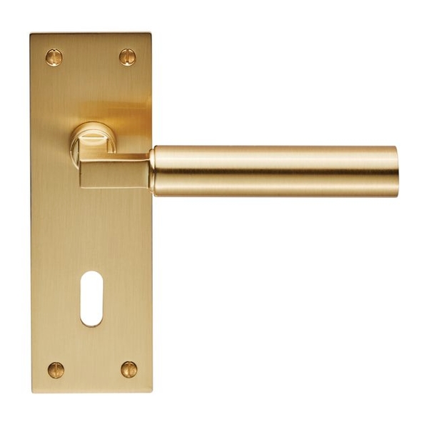 EUL041SB • Standard Lock [57mm] • Satin Brass • Carlisle Brass Finishes Amiata Levers On Backplates