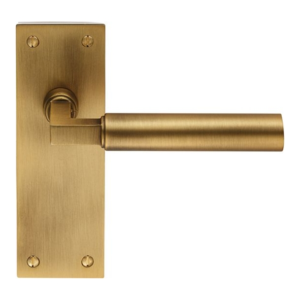 EUL042AB  Long Plate Latch  Antique Brass  Carlisle Brass Finishes Amiata Levers On Backplates