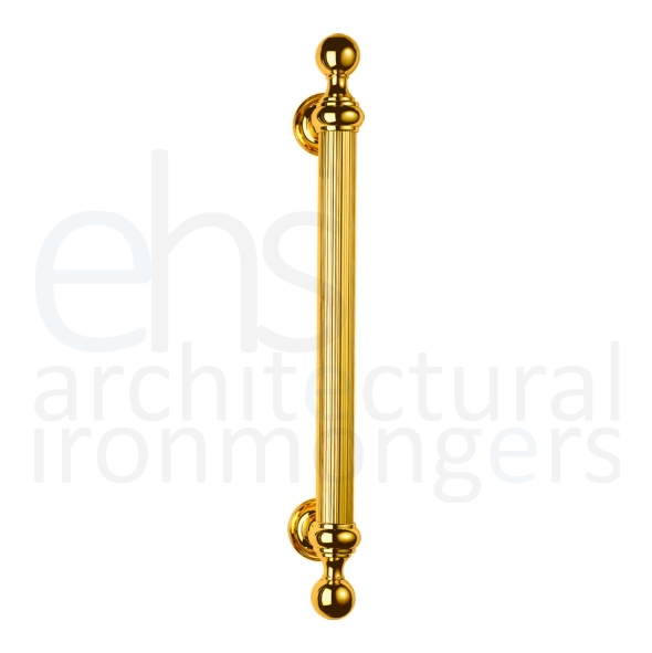 PF108  500mm  Polished Brass  Carlisle Brass Reeded Grip Pull Handle