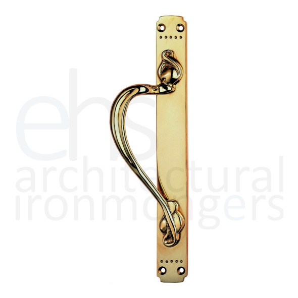 PF109AL  375 x 45mm  Left Hand  Polished Brass  Carlisle Brass Laurin Pull Handle On Backplate