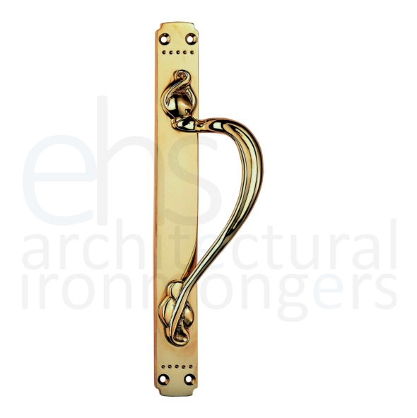 PF109AR  375 x 45mm  Right Hand  Polished Brass  Carlisle Brass Laurin Pull Handle On Backplate
