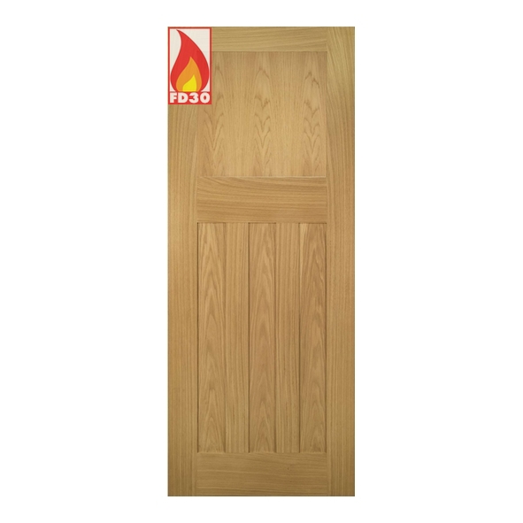 45CAMBUNX813  2032 x 813 x 45mm [32]  Deanta Internal Unfinished Oak Cambridge FD30 Fire Door