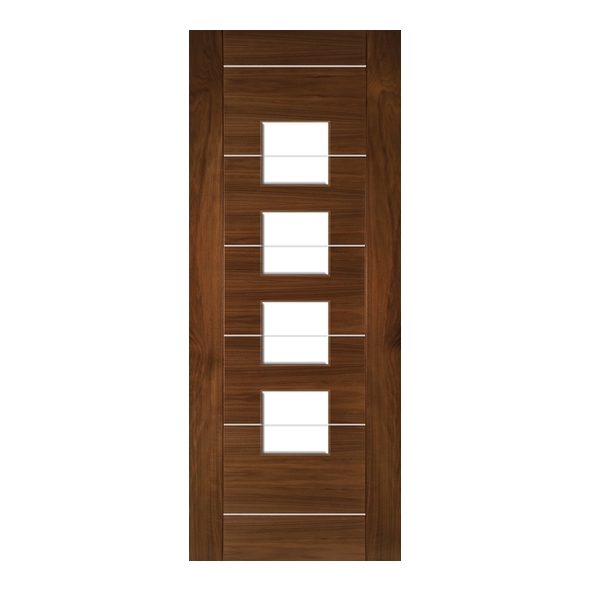Deanta Internal Walnut Valencia Pre-Finished Doors [Clear Etched Glass]