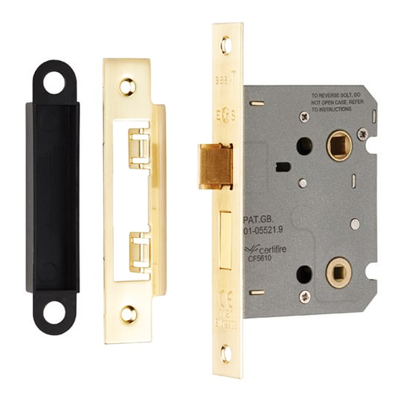 BAE5030EB  076mm [057mm]  Electro Brassed  Contract Bathroom Lock With Square Forend & Striker