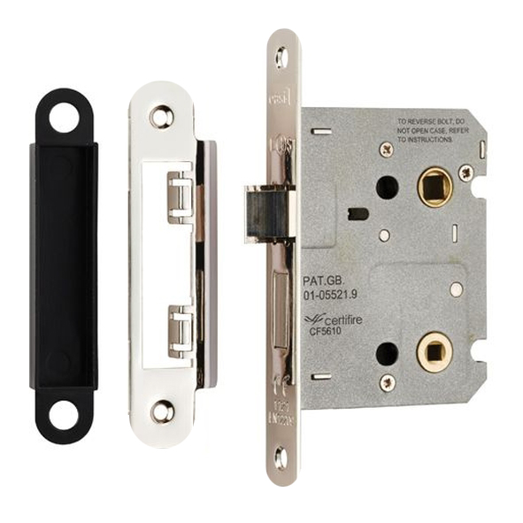 BAE5030NP/R  076mm [057mm]  Nickel Plated  Contract Bathroom Lock With Radiused Forend & Striker