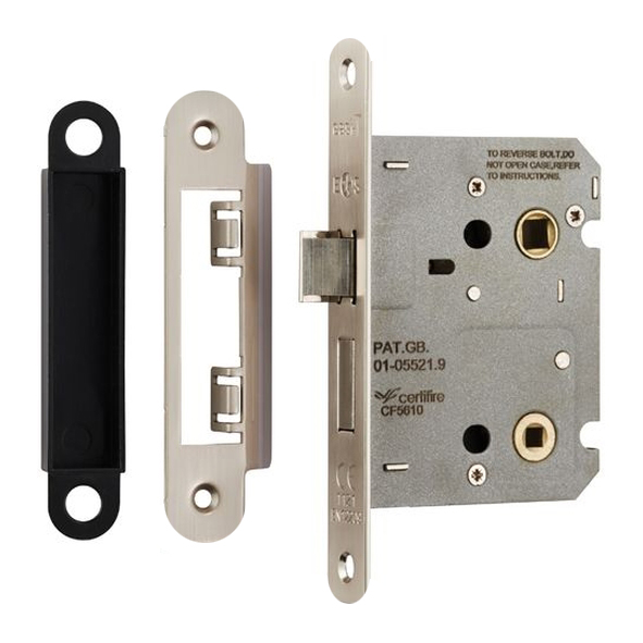 BAE5030SN/R  076mm [057mm]  Satin Nickel  Contract Bathroom Lock With Radiused Forend & Striker