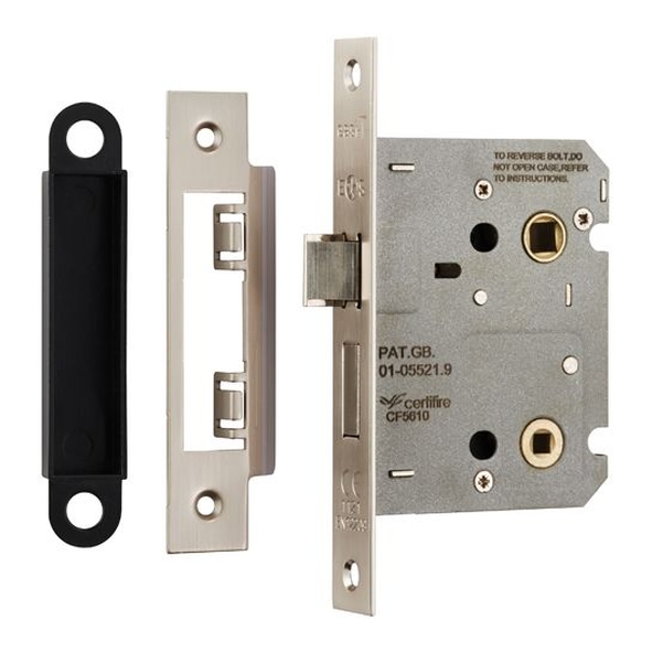 BAE5030SN  076mm [057mm]  Satin Nickel  Contract Bathroom Lock With Square Forend & Striker