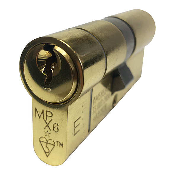 CYF77270PB  Ext 35 / Int 35mm  Polished Brass  MPX6  1 Star Master Keyed Euro Double Cylinder