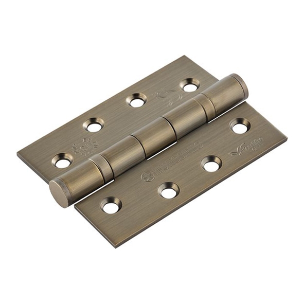 HIN1433P/13AB  102 x 076 x 3.0mm  Antique Brass [120kg]  Ball Bearing Square Corner Stainless Steel Butt Hinges