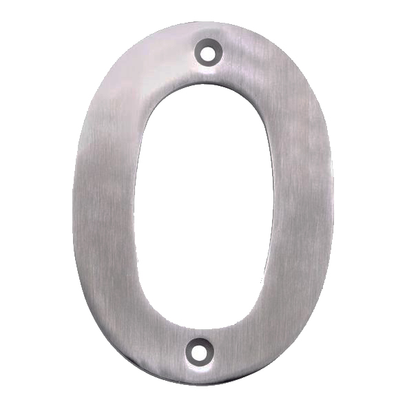 NUM10100SSS • 100mm • Satin Stainless • Eurospec Cast Face Fixing Numeral 0
