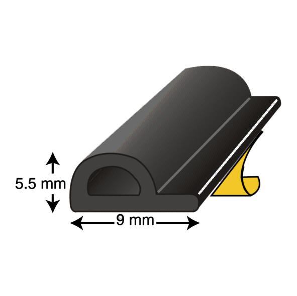 SSP-BL-100  Black  1 Metre  P-Strip Joinery Seal [Minimum 10 Metres]