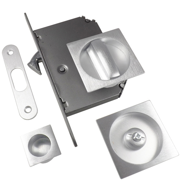 JV827SC  For 35 to 38mm Door  Satin Chrome  Sliding Bathroom Lock Set With Square Fittings