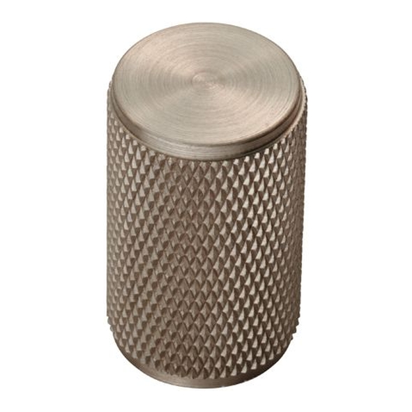 FTD702SN  18 x 30mm  Satin Nickel  Fingertip Design Knurled Cylindrical Cabinet Knob