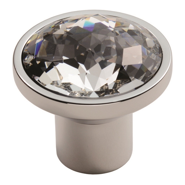 FTD770CCP  34 x 18 x 36mm  Polished Chrome  Fingertip Design Round Crystal Cabinet Knob
